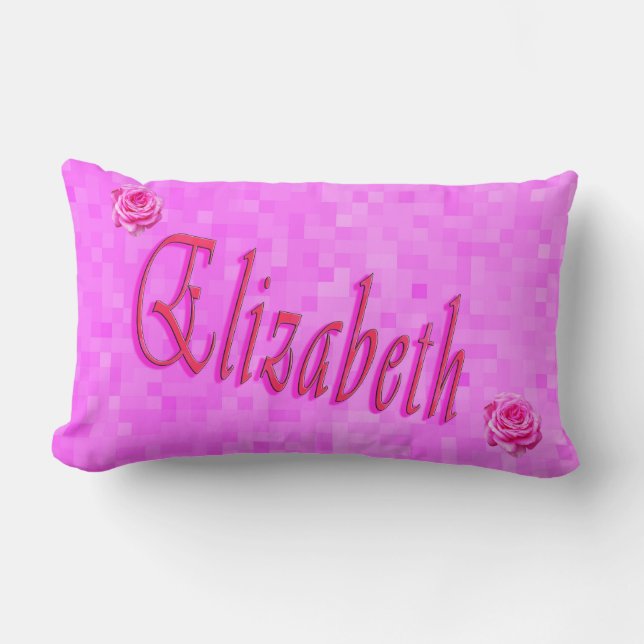 Red And Pink Elizabeth Name, Lumbar Cushion (Front)