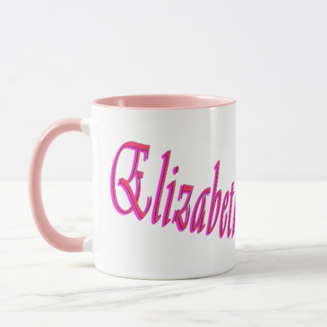 Red And Pink Elizabeth Name, Mug (Left)