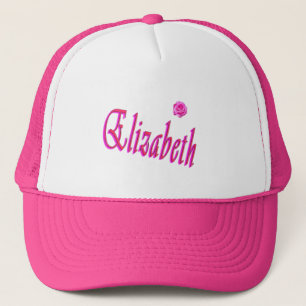 Red And Pink Elizabeth Name, Trucker Hat