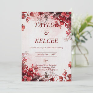 Red and Pink Floral CUSTOMIZABLE Wedding Invitation