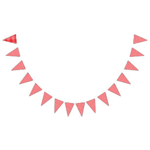 Red and pink floral graphics featuring geraniums i bunting