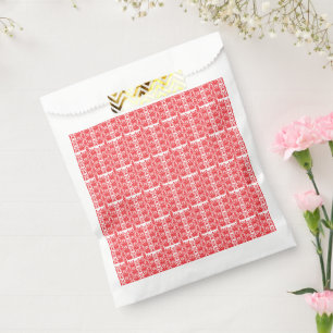 Red and pink floral graphics featuring geraniums i favour bag