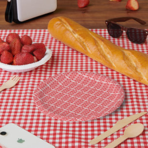 Red and pink floral graphics featuring geraniums i paper plate