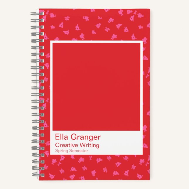 Red and Pink Floral Notebook (Front)