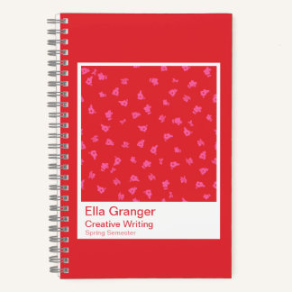 Red and Pink Floral Notebook