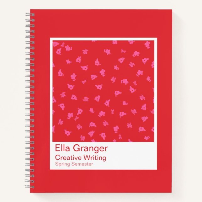 Red and Pink Floral Notebook (Front)