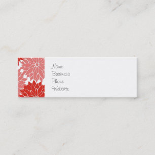 Red and Pink Flower Blossoms Floral Print Mini Business Card
