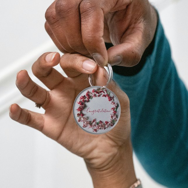 Red and pink flower wreath keychain. keychain (Red and pink flower wreath keychain. keychain)