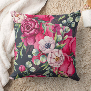 Red and Pink Flowers Cushion