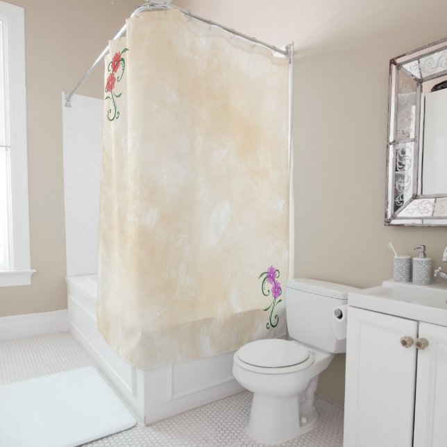 Red And Pink Flowers Shower Curtain (In Situ)