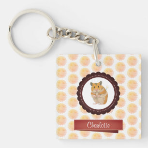 Red and Pink Girls Hamster Key Ring
