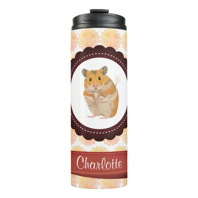 Red and Pink Girls Hamster Thermal Tumbler (Front)