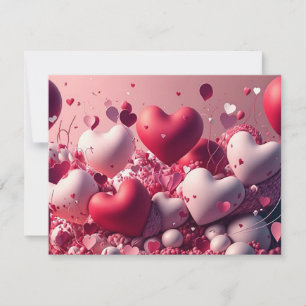 Red and Pink Heart balloons Holiday Card