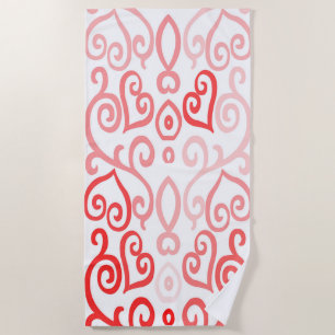Red and Pink Heart  Beach Towel
