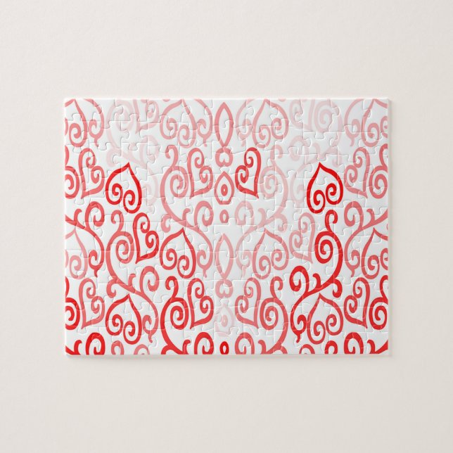 Red and Pink Heart Pattern Jigsaw Puzzle (Horizontal)