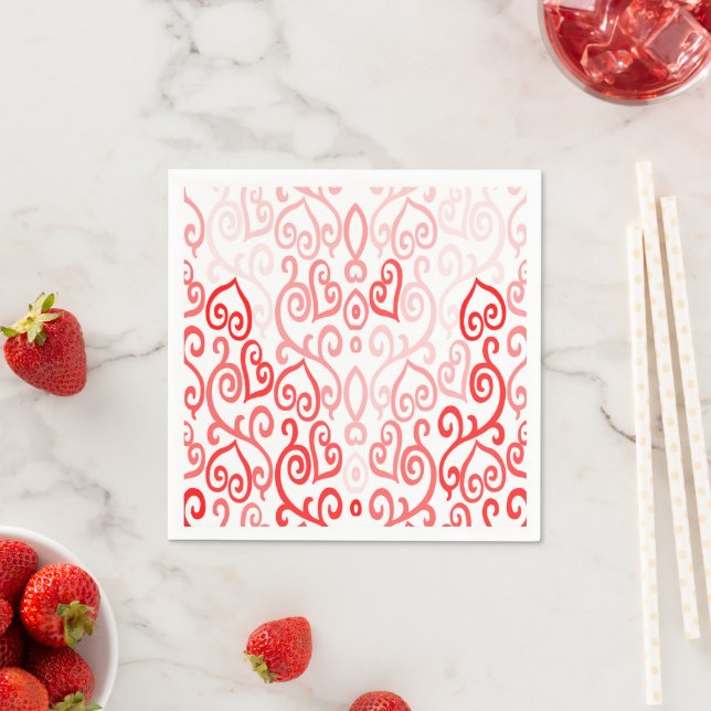 Red and Pink Heart Pattern Napkin (Insitu)
