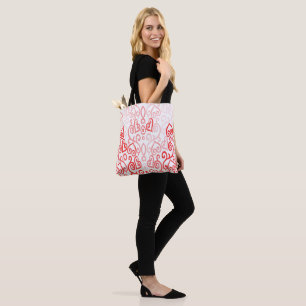 Red and Pink Heart Pattern Tote Bag