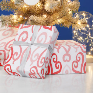 Red and Pink Heart Pattern Wrapping Paper