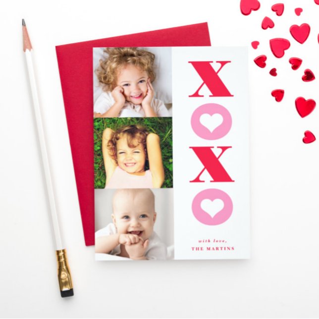 Red and Pink Heart XOXO Valentines Holiday Card (Creator Uploaded)