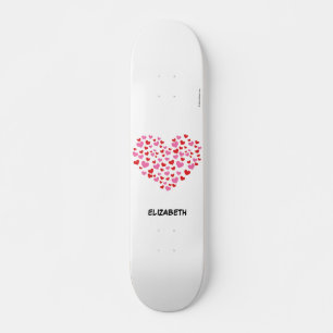 Red And Pink Hearts   Add Your Name Skateboard