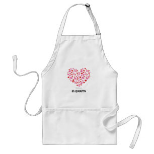Red And Pink Hearts Add Your Name Standard Apron