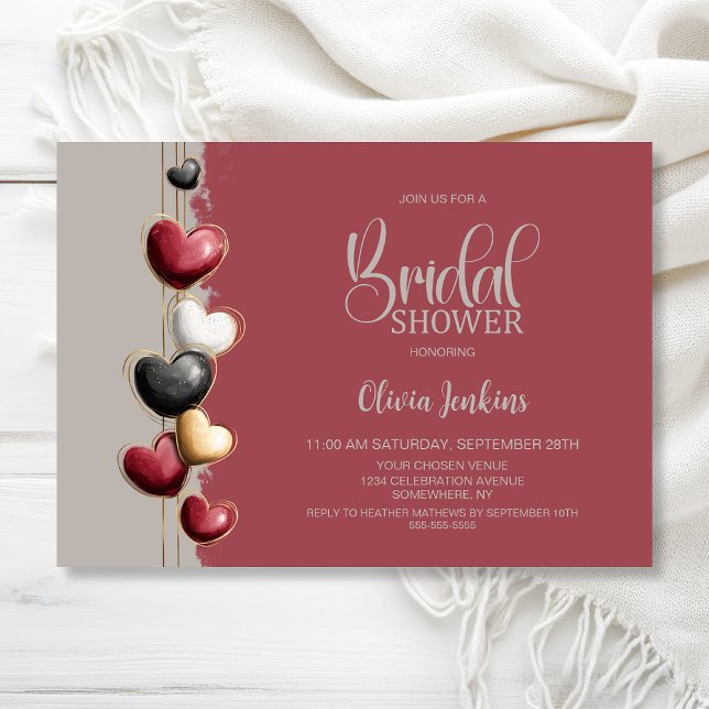 Red and Pink Hearts Bridal Shower Invitation (Creator Uploaded)