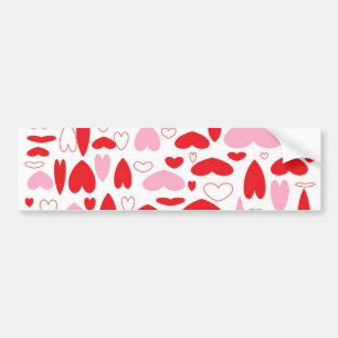 Red And Pink Hearts Bumper Sticker