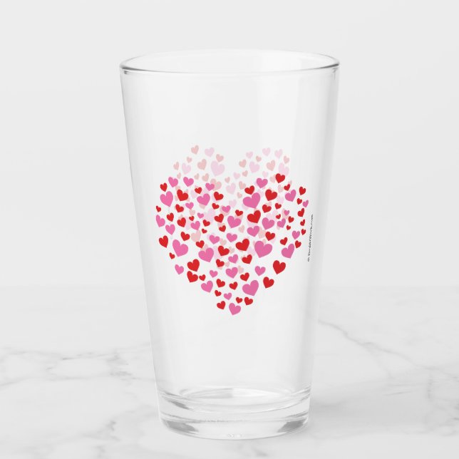 Red And Pink Hearts Glass (Front)