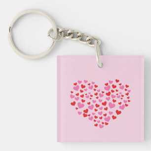 Red And Pink Hearts Key Ring