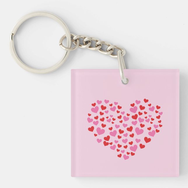 Red And Pink Hearts Key Ring (Front)