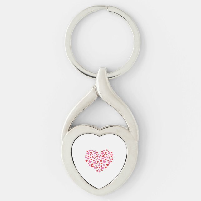 Red And Pink Hearts Key Ring (Front)