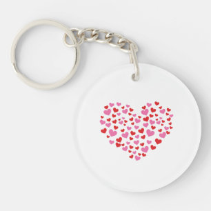 Red And Pink Hearts Key Ring