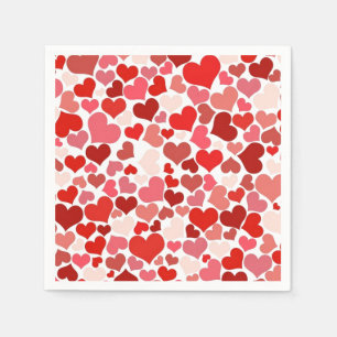 Red and Pink Hearts Mosaic Pattern Napkin