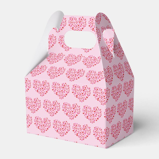 Red And Pink Hearts Pattern Favour Box (Front Side)
