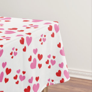 Red And Pink Hearts Pattern Tablecloth