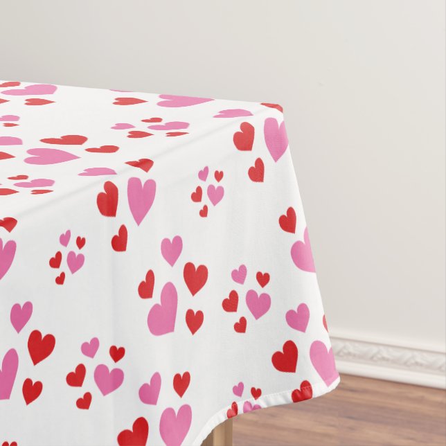 Red And Pink Hearts Pattern Tablecloth (In Situ)