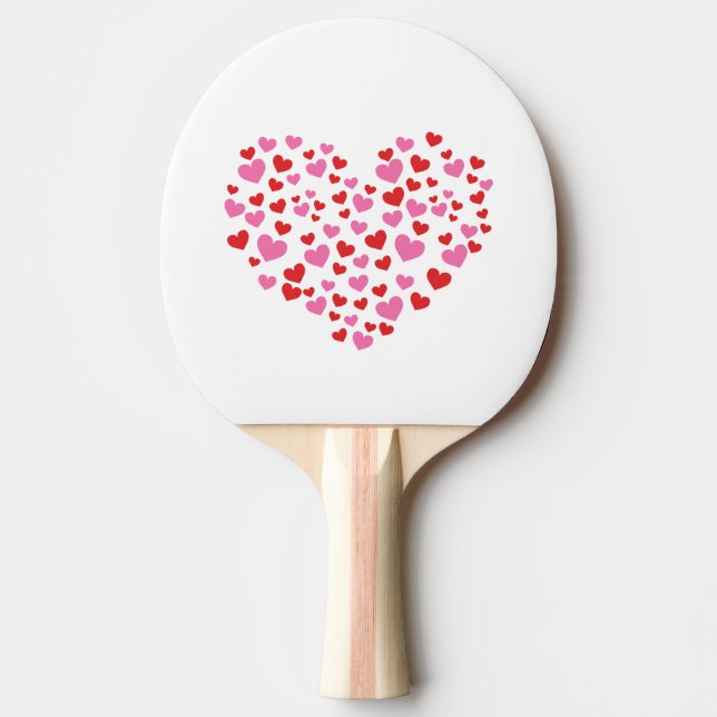 Red And Pink Hearts Ping Pong Paddle (Front)