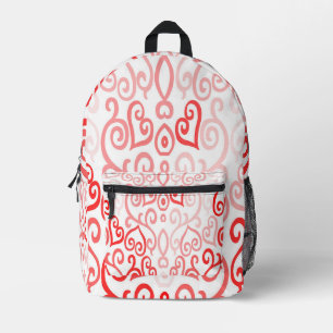 Red and Pink Hearts Printed Backpack