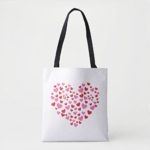 Red And Pink Hearts Tote Bag
