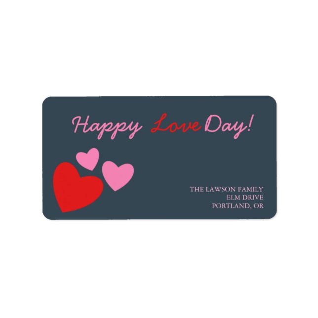 Red and Pink Hearts -valentine 's day label (Front)