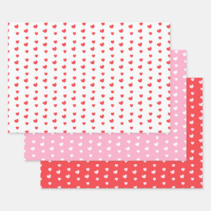 Red and Pink Hearts Valentine's Day Wrapping Paper Sheet