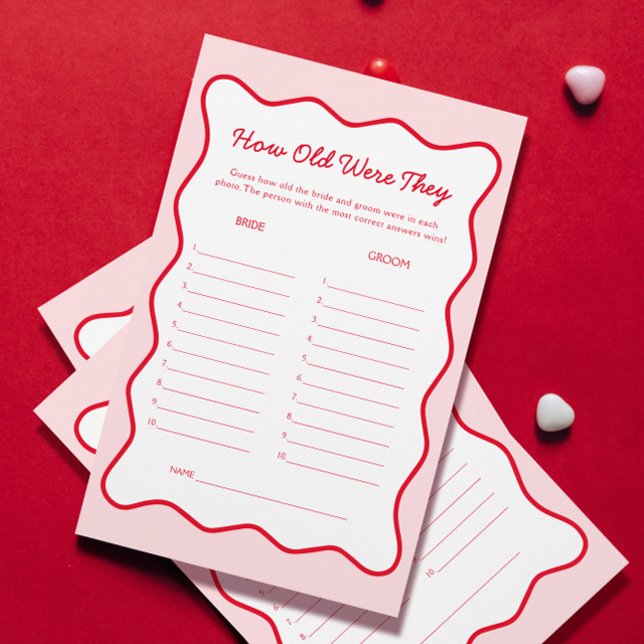 Red and Pink How Old Were They Bridal Shower Game (Creator Uploaded)