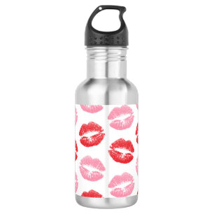 Red and Pink Lips, Pattern Of Lips, Lipstick, Kiss 532 Ml Water Bottle