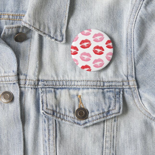 Red and Pink Lips, Pattern Of Lips, Lipstick, Kiss 6 Cm Round Badge (In Situ)