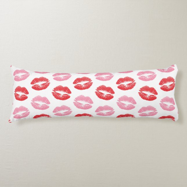 Red and Pink Lips, Pattern Of Lips, Lipstick, Kiss Body Cushion (Front)
