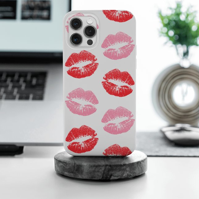 Red and Pink Lips, Pattern Of Lips, Lipstick, Kiss Case-Mate iPhone Case (Creator Uploaded)