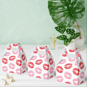Red and Pink Lips, Pattern Of Lips, Lipstick, Kiss Favour Box
