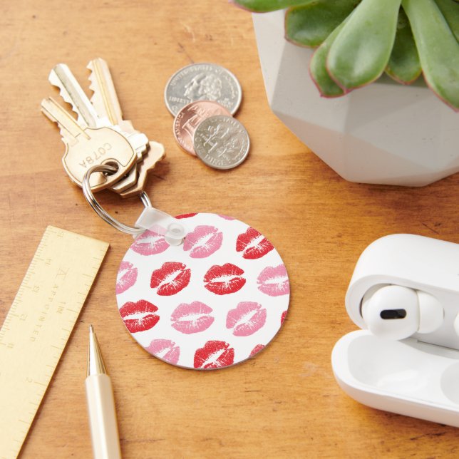 Red and Pink Lips, Pattern Of Lips, Lipstick, Kiss Key Ring (Desk)