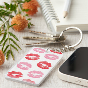 Red and Pink Lips, Pattern Of Lips, Lipstick, Kiss Key Ring