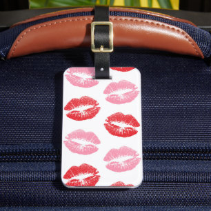 Red and Pink Lips, Pattern Of Lips, Lipstick, Kiss Luggage Tag